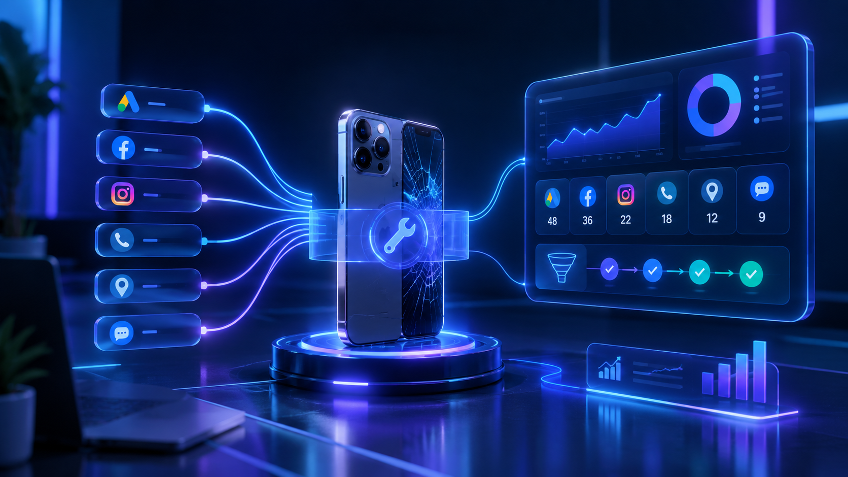 phone repair marketing attribution dashboard
